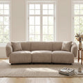 Obito Fabric Upholstered 3-Seater Sofa, Modern Home Sofa Living Room, Wooden Large Upholstered Sofa Couch for Apartment/Home Office, Espresso