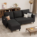 Upholstered Sectional Sofa and Couches, 78'' L Shaped 11-seat Sofa forLiving Room, Apartment, Lounge,Bedroom-Washable Covers Convertible Sofas, Black