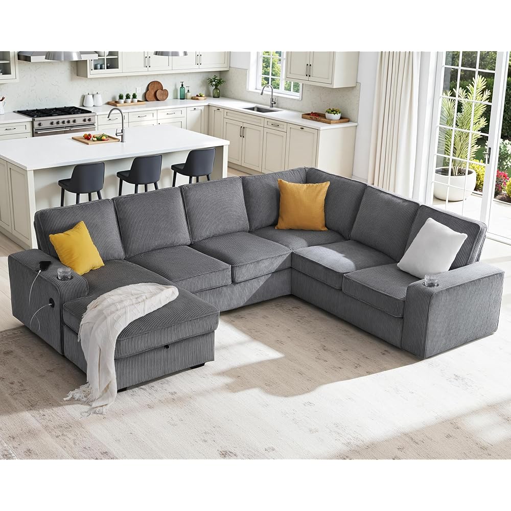 112" Sectional Couch, U Shaped Couch with Storage, Couches for Living Room