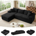 Cloud Modular Sectional Sofa, 105" Boneless Memory Foam L-Shaped Couch with Chaise, Corduroy Deep Seat Sectional for Living Room & Apartment, No Assembly Required (Black)