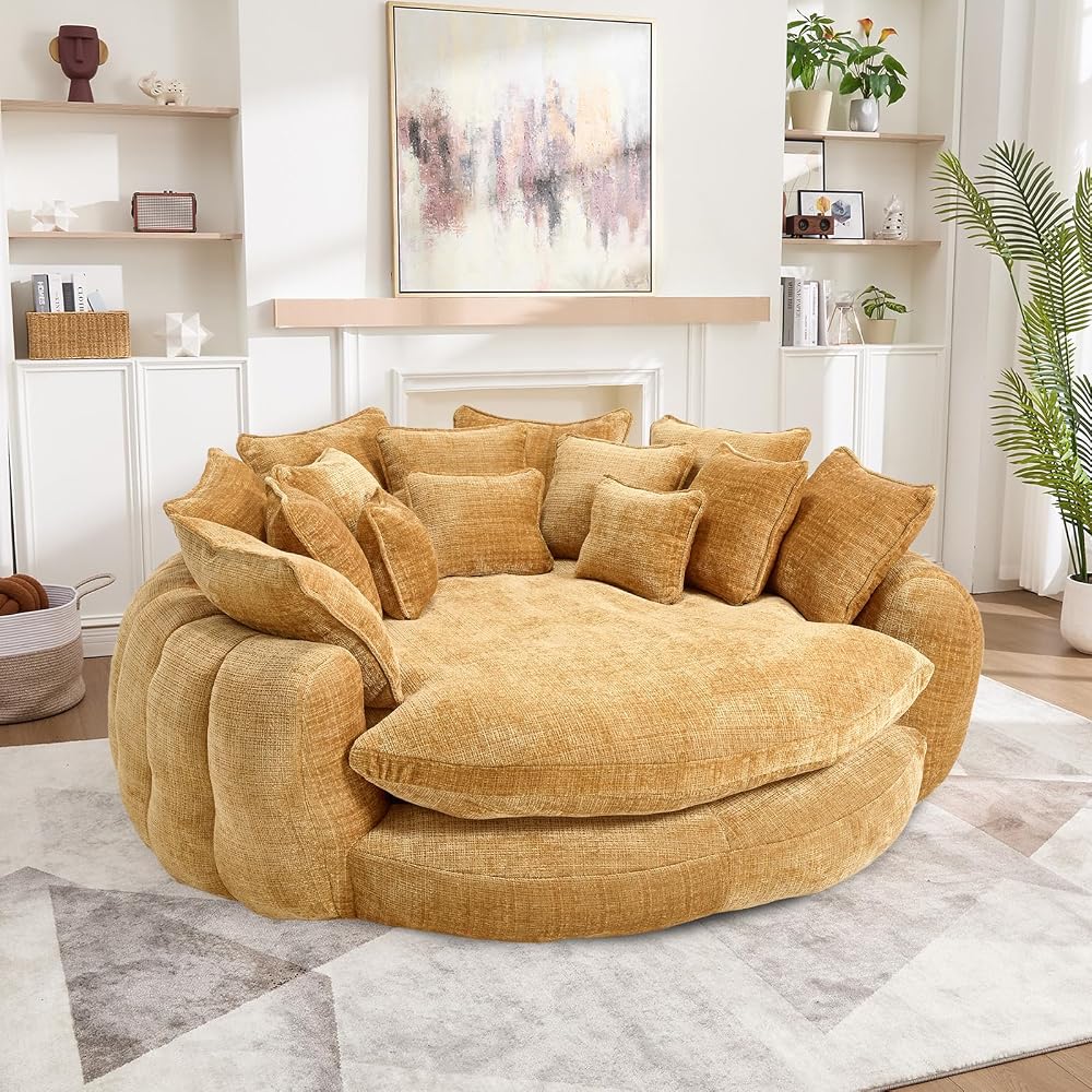 81'' Cloud Couches for Living Room, Circle Round Sofa Bed with 14 Pillows