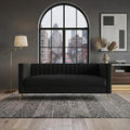 Weiss Velvet Channel Tufted Sofa, Black
