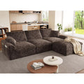 119" Cloud Couch Sectional for Living Room, Oversized Boneless Couches with Ottoman, Convertible L-Shaped 3 Seater Modular Sofa, Modern Sectional Sofa with Adjustable Backrest, Brown