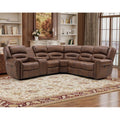 Power Reclining Sectional Sofa, 5 Seater L-Shaped Home Theater Seating with Storage Console and USB&Type-C Ports, Family-Sized Corner Sectional Couch for Living Room, Nut Brown