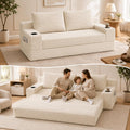 Boneless Sofa Bed 70.8 Inch Convertible with Cup Holder,Beige