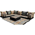 4" Thick L Shaped Floor Couch, Seating, Floor Pillow, Sectional Sofa Set, Patio Furniture, Arabic Majlis (L Sofa + Rug + Ottoman, 4'' Thickness (10 cm))