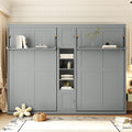 Dual Twin Murphy Beds with Storage Shelves and Cabinets, Pine Wood Space-Saving Hideaway Double Murphy Wall Beds with Storage,Support Legs and Slats