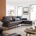 EEI-5873-BRN Valour 98" Leather Sectional Sofa, Brown