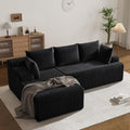 97" Plush Faux Rabbit Fur Cloud Couch with Chaise Black