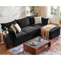 102.6" L Shaped Modular Sectional Couch with Washable Chenille Cover, 4 Seater Deep Seat Sofa with Storage Ottoman & Reversible Chaise for Living Room, Pet-Friendly, Black