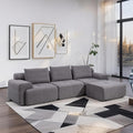 120" Modern L-Shaped Modular Sectional Sofa, No Assembly Modular Boneless Couch Oversized 3-Seater Cloud Couch with Deep Seat and Movable Ottoman for Living Room-Corduroy Upholstery Grey