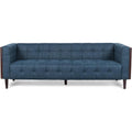 McLarnan Tufted 3 Seater Sofa - Navy Blue/Brown