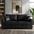 69" Modern Foil Fabric Loveseat Sofa, Compact Small Couch（Black）