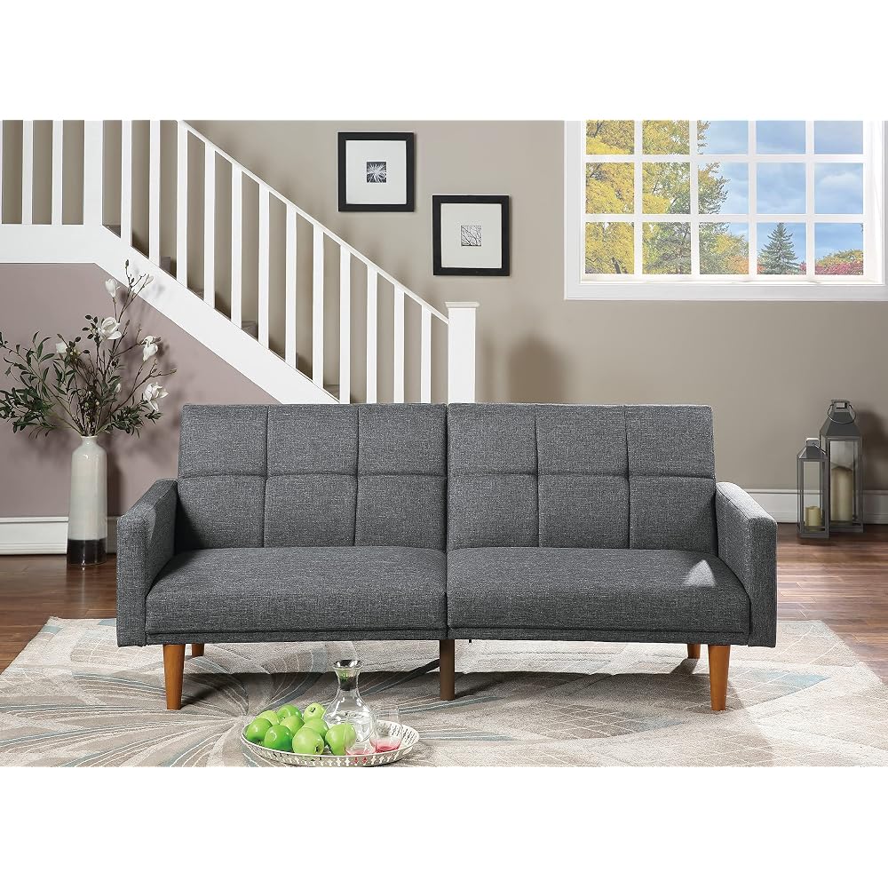 Blue Grey Linen-Like Fabric Adjustable Sofa
