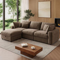 110” Cloud Sectional Couches for Living Room, Modular Sectional Sofa with Deep Seat, Convertible L-Shape Couch with Storage Ottoman for Bedroom Apartment, Chenille (Brown)