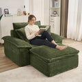 63" Oversized Lounge Sofa Chair with Ottoman, Deep Seat Cloud Couch Bed, Modular 1-Seater Sectional Sleeper Sofa, No Assembly Corduroy Couch for Reading Nook & Cozy Corner