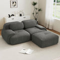 82" Foam Compressed Cloud Sofa,28" Feep Seat Pet-Friendly Corduroy Oversize Sectional Couch with Movable Ottoman, 2 Seater Modular Cloud Couch for Living Rooms, Apartments, Leisure Rooms,Grey